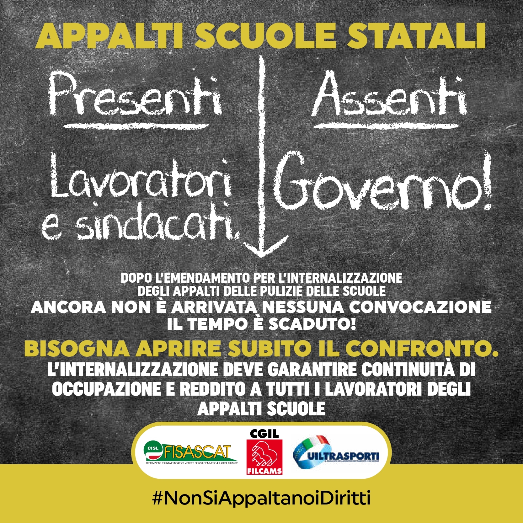 Appalti pulizia scuole: ancora in attesa di convocazione