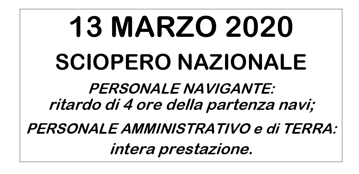 Tirrenia Cin: sciopero nazionale il 13 marzo