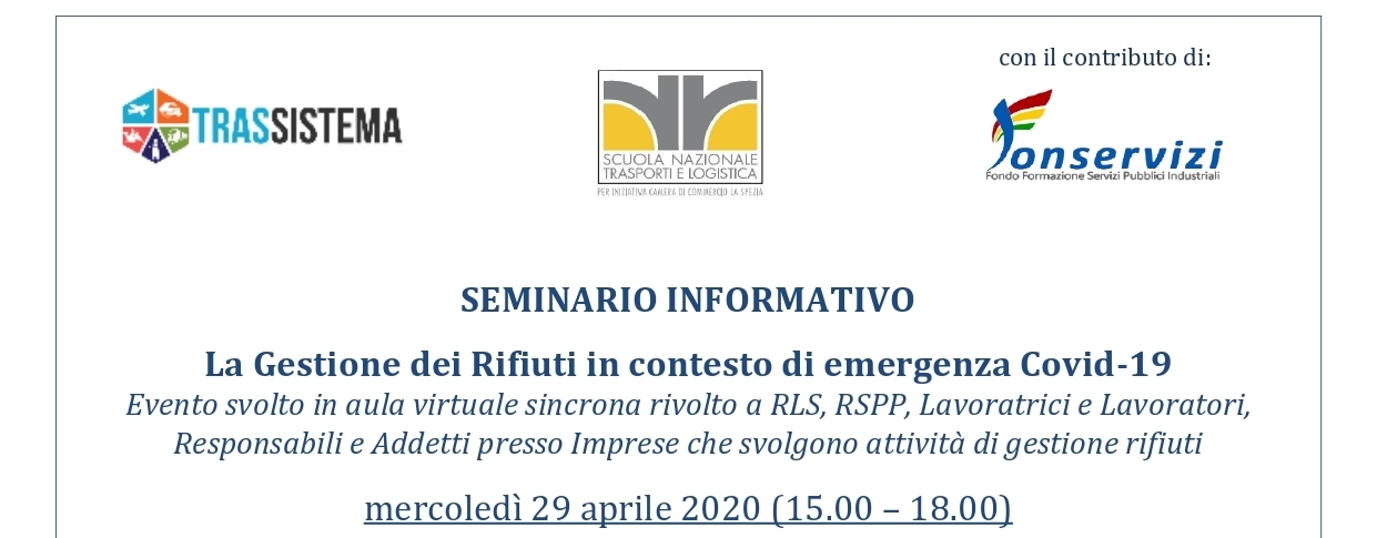 Seminario Gestione Rifiuti in contesto di emergenza Covid-19
