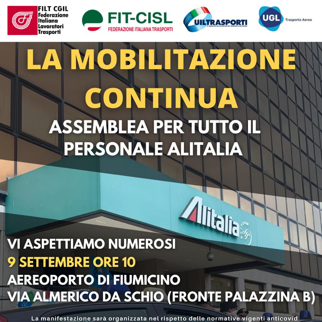 Vertenza Alitalia - ITA Nuovo presidio domani all'aeroporto di Fiumicino dalle ore 10