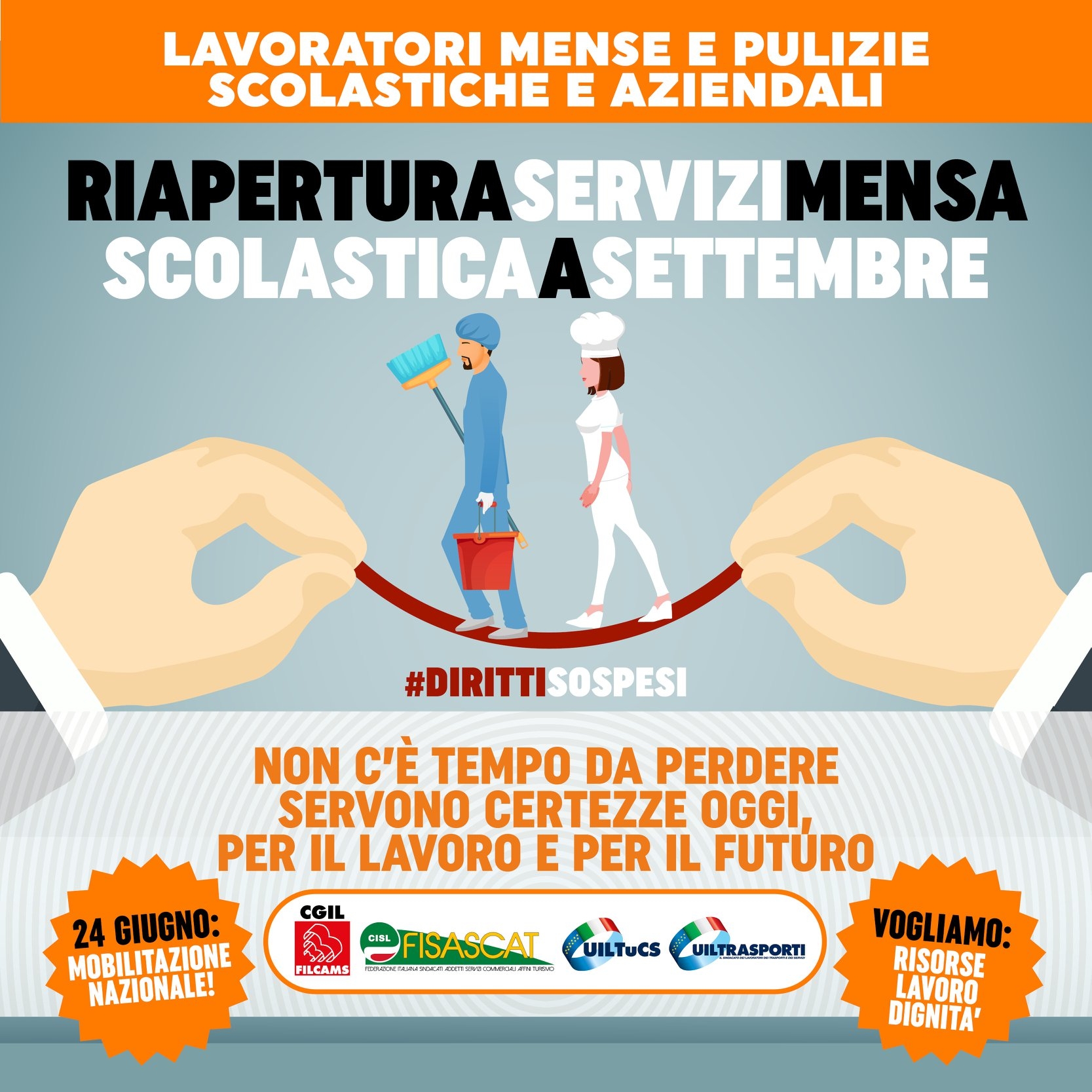 Mense e pulizie scolastiche e “aziendali”: vogliamo risposte concrete e tempestive