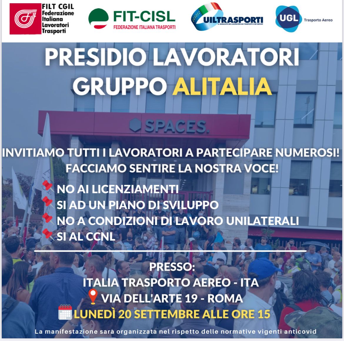 Presidio lavoratori gruppo Alitalia