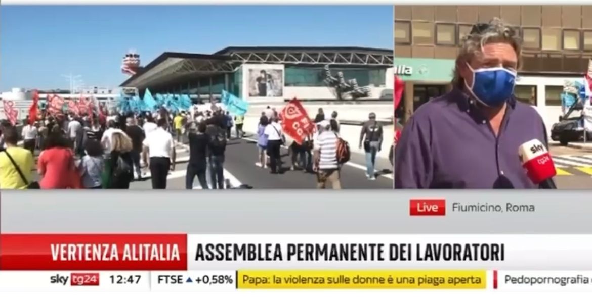 Il Segretario Nazionale, Ivan Viglietti, ai microfoni di sky tg 24 durante il presidio dei lavoratori Alitalia in corso a Fiumicino [VIDEO]