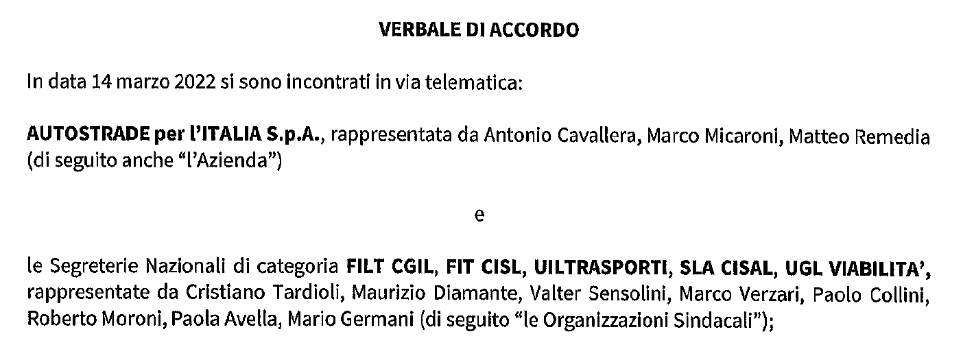 Accordo con Autostrade per Italia su Lavoro Ibrido