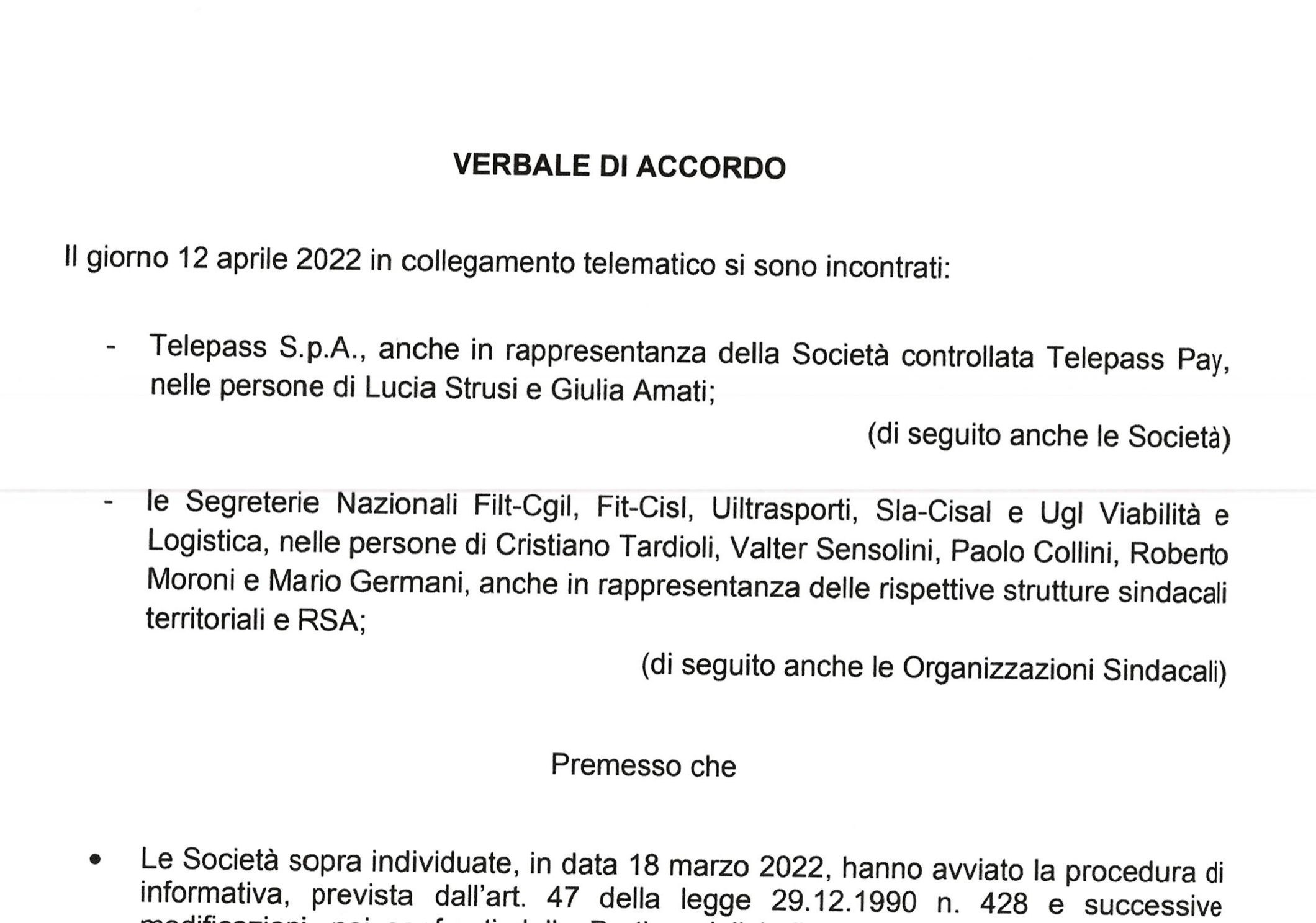 Accordo fusione di Tpay in telepass