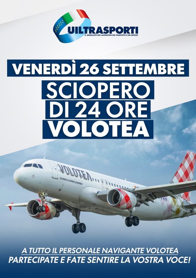 Volotea: Grande adesione dei lavoratori a sciopero nazionale e partecipazione ai presidi